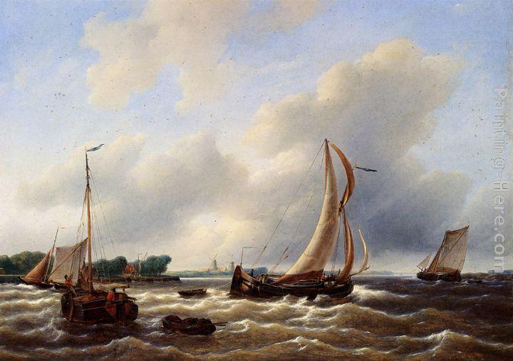 Petrus Jan Schotel Sailing Vessels On The Zuiderzee